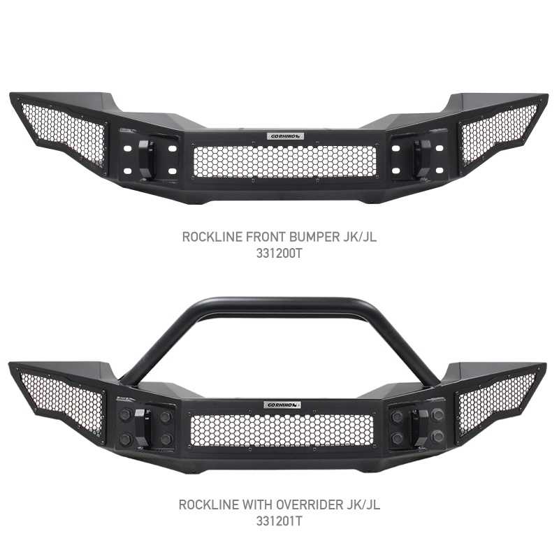 Jeep Wrangler Bumper - Front - Go Rhino - Rockline Full Width, Winch Ready - Textured Black - `07-`20
